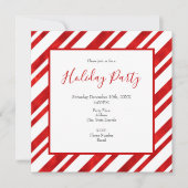 Red Watercolor Candy Cane Streifen Einladung (Vorderseite)