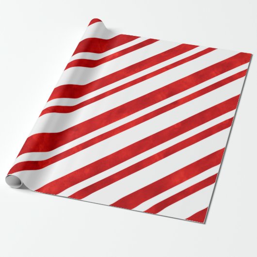 Red Watercolor Candy Cane Streifen Geschenkpapier (Ungerollt)