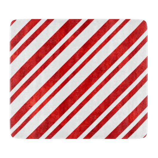 Red Watercolor Candy Cane Streifen Schneidebrett (Vorderseite)