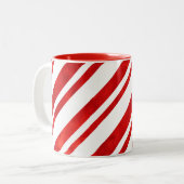 Red Watercolor Candy Cane Streifen Zweifarbige Tasse (Vorderseite Links)