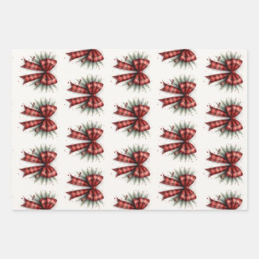 Red Watercolor Christmas Bow Geschenkpapier Set (Vorderseite)