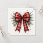 Red Watercolor Christmas Bow Karte (Vorderseite/Rückseite Beispiel)