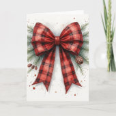 Red Watercolor Christmas Bow Karte (Vorderseite)
