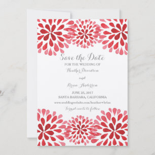 Red Watercolor Chrysanthema Save the Date