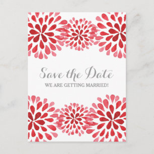 Red Watercolor Chrysanthema Save the Date Ankündigungspostkarte