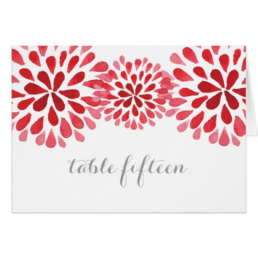 Red Watercolor Chrysanthema Table Card (Vorderseite (Horizontal))
