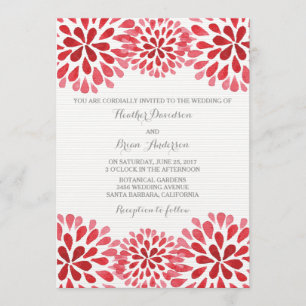 Red Watercolor Chrysanthemen Hochzeit Einladung