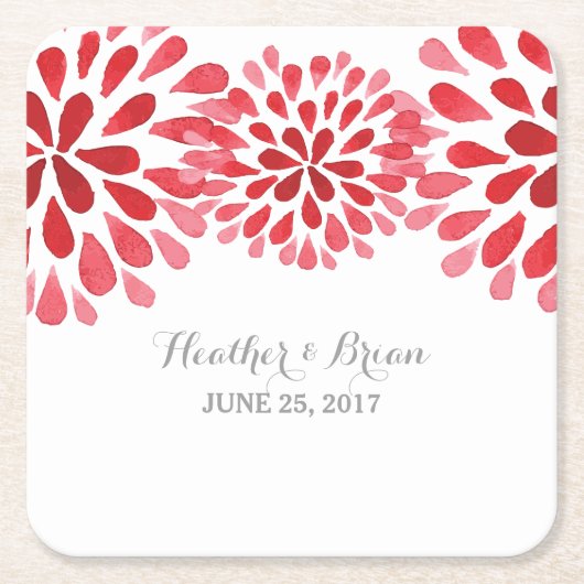 Red Watercolor Chrysanthemum Paper Untersetzer (Vorderseite)