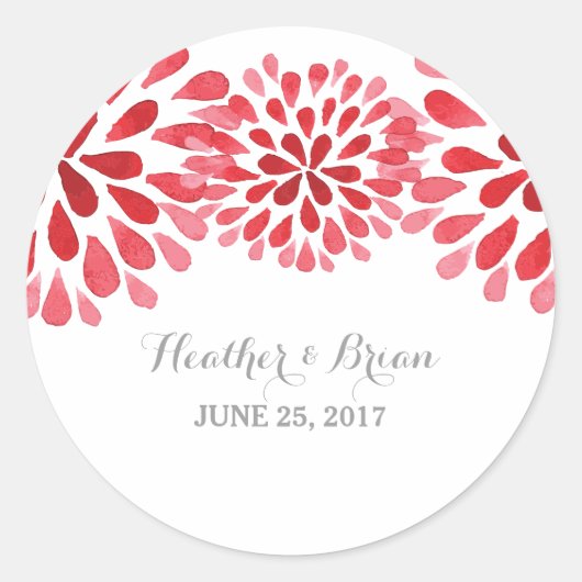 Red Watercolor Chrysanthemum Wedding Stickers (Vorderseite)