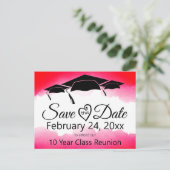Red Watercolor Class-Wiedersehen Save the Date ben Postkarte (Stehend Vorderseite)