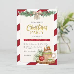 Red Watercolor Custom Brand Weihnachtsgebäck Party Einladung