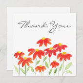 Red Watercolor Daisies Dankeskarte (Vorne/Hinten)
