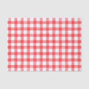 Red Watercolor Dots Gingham Seidenpapier