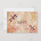 Red Watercolor Dragonflies Hochzeitsempfang UAWG RSVP Karte (Vorderseite)