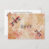 Red Watercolor Dragonflies Hochzeitsempfang UAWG RSVP Karte (Vorne/Hinten)