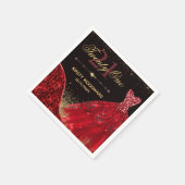 Red Watercolor Dress & Red Wave Edge 21. Geburtsta Serviette (Ecke)