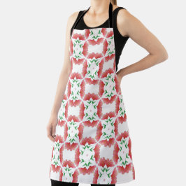 Red watercolor Floral all over print apron Schürze