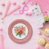 Red Watercolor Floral Christmas Paper Plate Pappteller (Party)