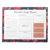 Red Watercolor Floral Custom Daily Desk Planner Notizblock (Vorderseite)