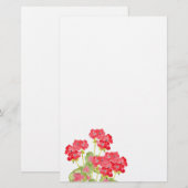 Red Watercolor Geranias 2 Briefpapier (Vorne/Hinten)