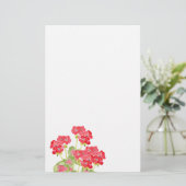 Red Watercolor Geranias 2 Briefpapier (Stehend Vorderseite)