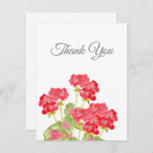 Red Watercolor Geranias 2 Dankeskarte (Vorne/Hinten)