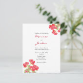 Red Watercolor Geranias 2 Einladung (Stehend Vorderseite)