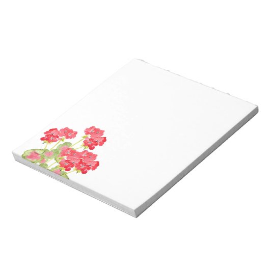 Red Watercolor Geranias 2 Notizblock (Rotiert)