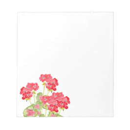 Red Watercolor Geranias 2 Notizblock