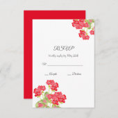 Red Watercolor Geranias 2 RSVP Karte (Vorne/Hinten)