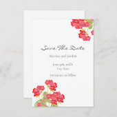Red Watercolor Geranias 2 Save the Date (Vorne/Hinten)