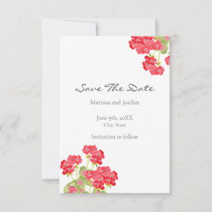 Red Watercolor Geranias 2 Save the Date