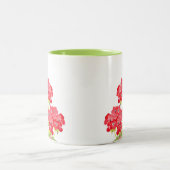Red Watercolor Geranias 2 Zweifarbige Tasse (Mittel)