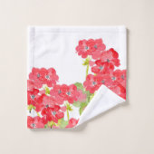 Red Watercolor Geranias Badhandtuch Set (Waschlappen)