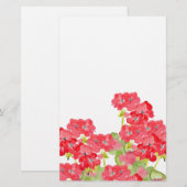 Red Watercolor Geranias Briefpapier (Vorne/Hinten)