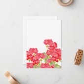 Red Watercolor Geranias Mitteilungskarte (Vorderseite/Rückseite Beispiel)