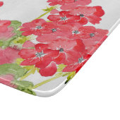 Red Watercolor Geranias Schneidebrett (Ecke)