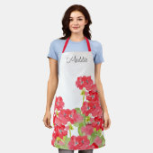 Red Watercolor Geranias Schürze (Getragen)