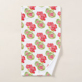 Red Watercolor Geranium Pattern Badhandtuch Set (Handtuch)