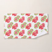 Red Watercolor Geranium Pattern Badhandtuch Set (Handtuch)