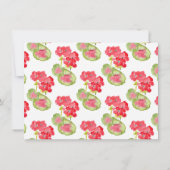 Red Watercolor Geranium Pattern Dankeskarte (Rückseite)