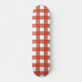 Red Watercolor Gingham Skateboard (Vorne)