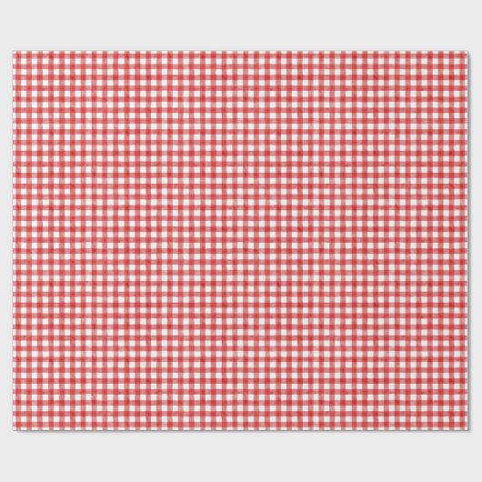 Red Watercolor Gingham Wrapping Paper Geschenkpapier (Flach)