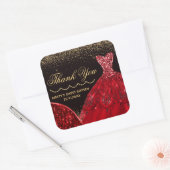 Red Watercolor Glitzer Dress Sweet 16 Quadratischer Aufkleber (Umschlag)