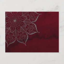 Red Watercolor & Grau/Silver Glitzer Mandala Postkarte