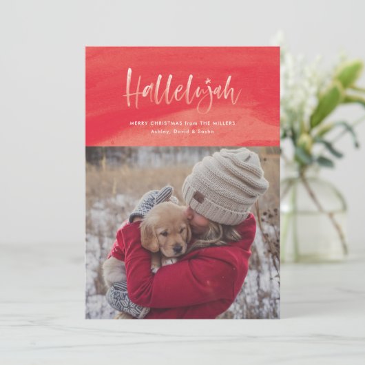 Red Watercolor Hallelujah Weihnachten (Stehend Vorderseite)