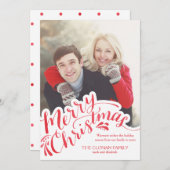 Red Watercolor Hand Briefe Frohe Weihnachten (Vorne/Hinten)