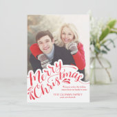 Red Watercolor Hand Briefe Frohe Weihnachten (Stehend Vorderseite)