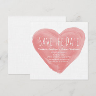 Red Watercolor Heart Save the Date einladen Einladung