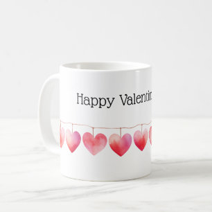 Red Watercolor Hearts Banner Frohes Valentinstag Kaffeetasse